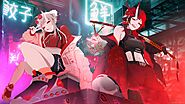 Hinoko and Liloro in Cyberpunk Night City Live Wallpaper