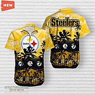 Pittsburgh Steelers Palm Tree Design NFL Hawaiian Shirt - SportySwagZone