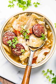 Keto Cabbage Soup with Smoked Sausage 🥣 - Cast Iron Keto