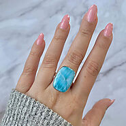 Sterling Larimar Rings Online at Sagaciya jewelry