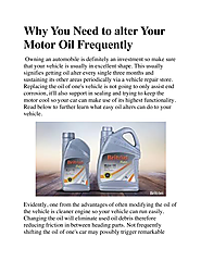 Why You Need to alter Your Motor Oil Frequently.docx