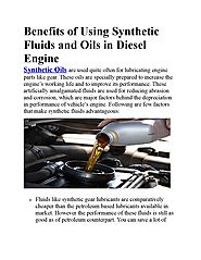 (http://britonoil.com/)Benefits of using synthetic fluids and oils in diesel engine