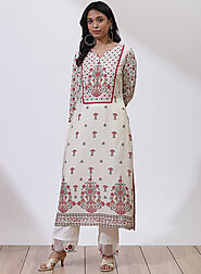 Fuschia Alora Collection A-line Printed Kurta