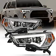 ANZO 14-18 TOYOTA 4 RUNNER PLANK STYLE PROJECTOR HEADLIGHTS CHROME W/ AMBER - Mohzart Auto