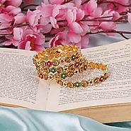 Alloy Gold-plated Flower Bangle Set