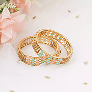 Rose Gold Plated Kundan Bangles For Women