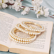 Plated Pearl gold bangles set