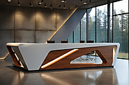 Designing a Modern Office: Incorporating a Reception Desk, Round Tables, Glass Wall Offices, and Refinishing Furniture