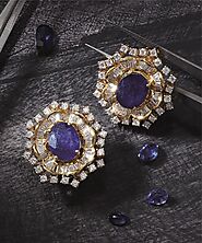 Sapphire Lock Diamond Stud Earrings