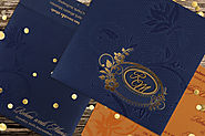 Navy Blue Foil Stamped Wedding Invitation Cards