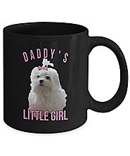 Fathers Day Gift Maltese Dog Dads Daddys Little Girl Puppy Coffee Tea Mugs Black Tea Cup with Funny Quote