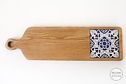 Reclaim Design Charcuterie Board with Handpainted Tile