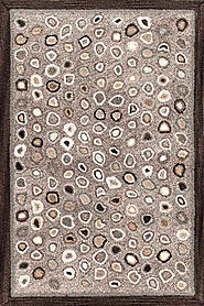 Contemporary and Modern Rugs Cat's Paw Grey Wool Micro Hooked Rug - Oriental Designer Rugs