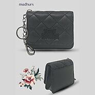 Bwren Flap Wallet with Keyring, Black, Women's Wallet