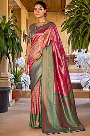 Buy Pink Silk Kanjivaram Saree Online | Saree Buta