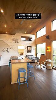 455-sqft Modern Cabin Tiny House Tour | On a Pet-Friendly Farm! [Video] | Tiny house decor, Tiny house living, Tiny h...