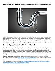 Detecting Water Leaks: A Homeowner’s Guide to Prevention and Repair