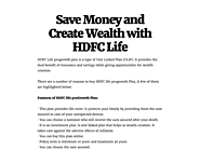 Save Money and Create Wealth with HDFC Life