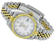 Beautiful Rolex Diamond Designer Lady's Steel & Gold Watch