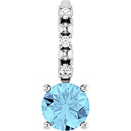 Aquamarine Round Natural Diamond Pendant – My Bridal Ring