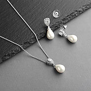 Teardrop Necklace And Earring Wedding Jewelry Set – My Bridal Ring