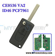 CE0536 Flip remote key for Citroen Peugeot 2 button 433mhz VA2 PCF7961 ASK FSK electronic circuit board