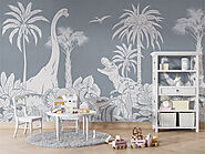 Monochrome Dino Blue Wallpaper Mural