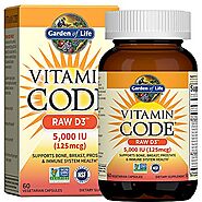 Garden of Life Vitamin D, Vitamin Code Raw D3, Vitamin D 5,000 IU, Raw Whole Food Vitamin D Supplements with Chlorell...