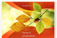 Branch with Yellow Leaves PowerPoint Template