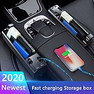 Fast Charging Car Seat Crevice Storage Box Seat Gap Slit Pocket Catcher Organizer Universal Car Seat Organizer Card P...