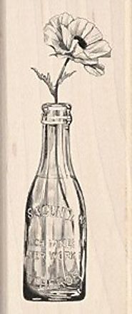 Inkadinkado Vintage Bottle Flower Wood Stamp