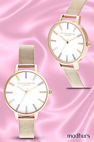 Rainbow Rose Gold Mesh Watch