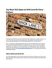 Top Must-Visit Spots on Brick Lane for Every Explorer