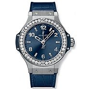 Luxury Replica Hublot Big Bang Steel Blue Diamonds 38 mm Ladies Watch 361.SX.7170.LR.1204 For Sale
