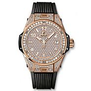 Luxury Replica Hublot Big Bang One Click King Gold Full Pave 39mm Watch 465.OX.9010.RX.1604 For Sale