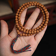 Rudraksha Mala: 108 Bead Mala - Skin-Refined Rudraksha - Mantrapiece