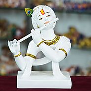 Marble Handmade Flute Krishna For Home D?cor Handcrafted Showpiece For Table D?cor Temple D?cor - ventadeal