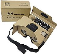 Google Cardboard Kit V2 by MINKANAK Big Lens 3D Virtual Reality Cardboard Glasses with Head Strap Nose Pad and NFC,Co...