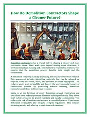 How Do Demolition Contractors Shape a Cleaner Future?