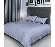 Duvet Cover Set With Egyptian Cotton Fitted Sheet- 400 TC (Ragina Silver Design)