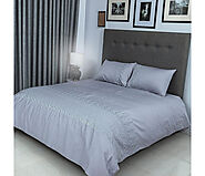 Duvet Cover Set With Egyptian Cotton Fitted Sheet- 400 TC (Gloria Silver Design)