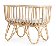 Childhome Rattan Cradle With Mattress and Off White Cover