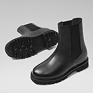 Black Leather Slip-On Women's Boots 8CM | 3.15 Inches