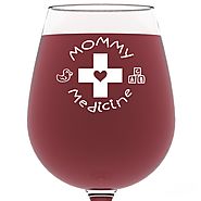 Mommy Medicine Funny Wine Glass 13 oz - Best Mother's Day Gifts For Mom - Unique Birthday Gift For Her from Son or Da...