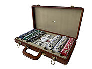 Leather Poker Set with Box - Tan