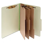 ACCO Pressboard Classification Folders, 4" Expansion, 3 Dividers, 8 Fasteners, Letter Size, Leaf Green Exterior, 10/B...