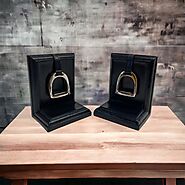 Buy Leather Bookends Black