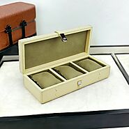 Leather Watch Holder 3 watches Off White