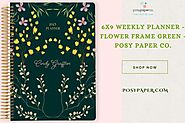 6x9 Weekly Planner - Flower Frame Green - Posy Paper Co.