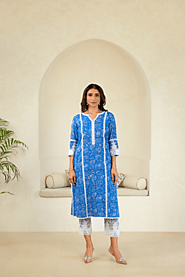 Naseebo Azure Elegance Luxe Cotton Premium Kurti Set